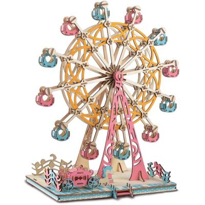 China Eco-friendly Laser Cutting 3D Puzzle Models Creation Educational Toys DIY Ferris Wheel for sale