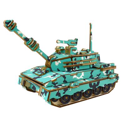 China Eco-friendly Laser Cutting Wooden 3D Weapons Puzzle Tank Toy Set Educational Games for sale