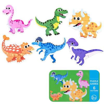 China 100% Eco-Friendly Educational Wooden Alphabet Animals 6 In 1 Jigsaw Puzzle Toys for sale