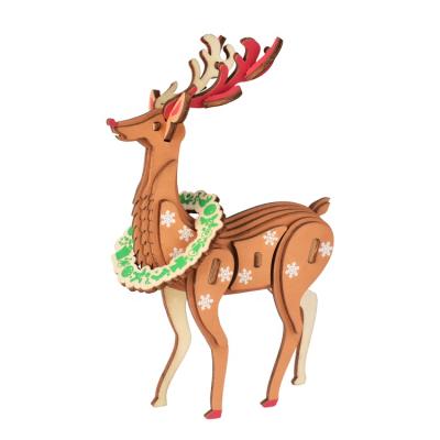 China Eco - Friendly Laser Cutting DIY Wooden Christmas Reindeer Christmas Gifts For Kids for sale