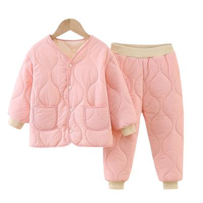 China Normcore/Winter Minimalist Wholesale Kids Shear Pants Set Baby Coat Toddler Boy Two Piece Kit for sale