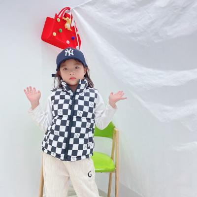 China 2022 Winter Breathable Children Flower Plaid Print Vest Baby Cotton Vest Jacket Girls Custom Made Vest for sale