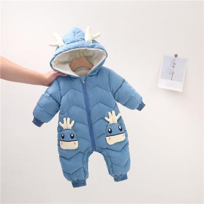 China Print Newborn Baby Staghorn Spandex/Polyester Cute Winter Cotton Warm Long Sleeves Thickened Baby Rompers for sale