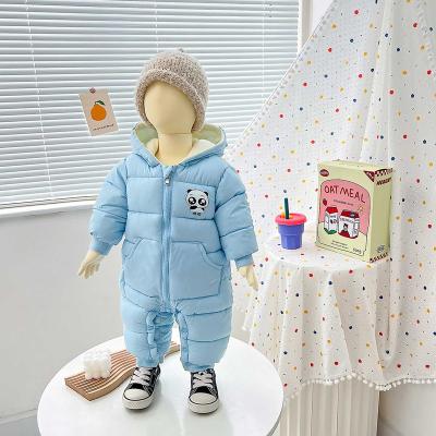 China Spandex/Cotton Winter Baby Boy Clothes And Girl Thick Overalls Cute Custom Printed Baby Clothes for sale