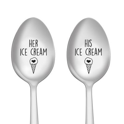 China New Viable Cartoon Fashion Couples Style Stainless Steel Soup Spoon Creative Stirring Various Patterns Can Be Customized for sale