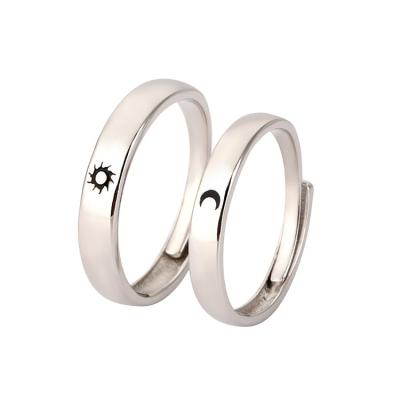 China Wholesale Cute Adjustable Holiday Moon Star Couple Ring Valentine's Day Ring Gift Jewelry for sale