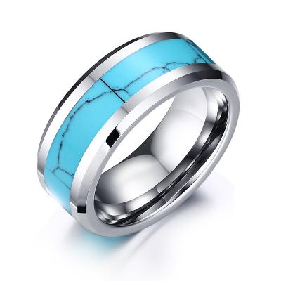 China TRENDY Fashion Natural Turquoise Men's Tungsten Carbide Ring For Men Women Wedding for sale