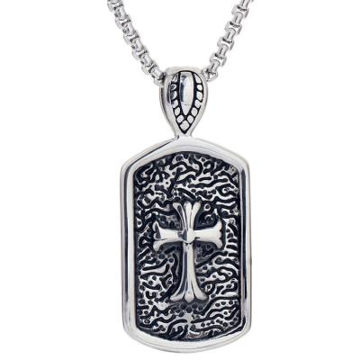 China Wholesale Hot Selling Men's Religious Retro Cross Religious Men's Stainless Steel Necklace Fashion Stainless Steel Necklace Jewelry Pendant for sale