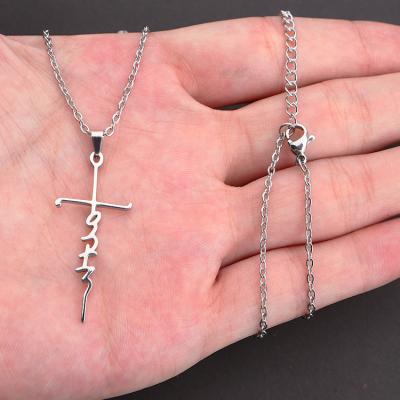 China Wholesale 2021 New Trendy Cross Necklace Fashion Personality Stainless Steel Couples Necklace Pendant for sale