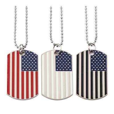 China Custom Europe Fashion Stainless Steel American Flag Dog Tag Necklace Pendant for sale