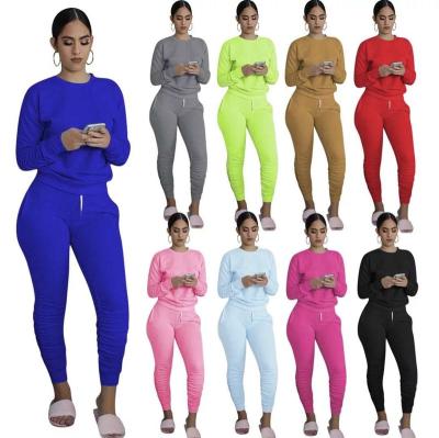 China Breathable Solid Color Long Sleeve Sweatshirt Zipper Joggers Tracksuit 2 Piece Set Women Team Sweat Suits for sale