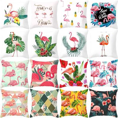 China Non-Toxic Nordic Institute Of Statistics Flamingo Pillowcase Plant Flower Cushion Covers Custom Printed Decorative Tile Case for sale