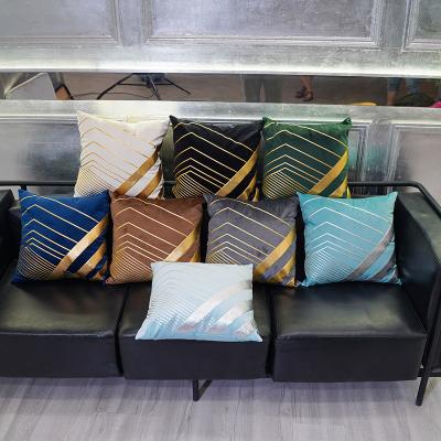 China Nondisposable Luxury White Velvet Cushions And Pillow Square Geometric Pattern Cushion Covers 18x18 Inch Tile Cover for sale