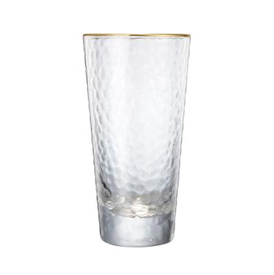 China Lightweight Beer Water Glass Drinkware 335ML Portable Gold Rim for sale