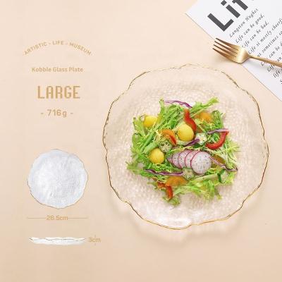 China Vielzweckabendessen-Glas-Platten-Ladegeräte mit der Goldordnung ungiftig zu verkaufen