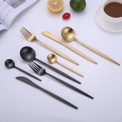 China Viable Wholesale Brass Black Kitchen Fork and Spoon Maker Silverware Gold Cutlery Stainless Steel Flatware Set for sale