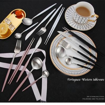 China Low moq workable high quality Amazon restaurant wedding knife fork spoon cutlery flatware stainless steel stainless steel chopstick and spoon set custom made for sale