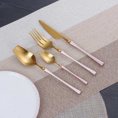 China Restaurant Sustainable Die Cast Gold Silverware Cutlery Set Besteck for sale