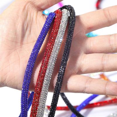 China Shuaizhi 6mm Fashion Round Hoodie Custom Rhinestone 3D Crystals Decorations String Crystal Diamond Rhinestone Tube Rope for sale