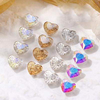 China Flatback Shuaizhi Charms 9*10mm Bow Carving Rhinestone Heart Glass Flat Back Rhinestones For Nail Art Decoration for sale