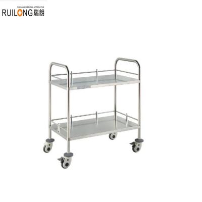 China Factory Wholesale RT-028 Modern Stainless Steel Two Layers Surgical Instrument Trolley for sale