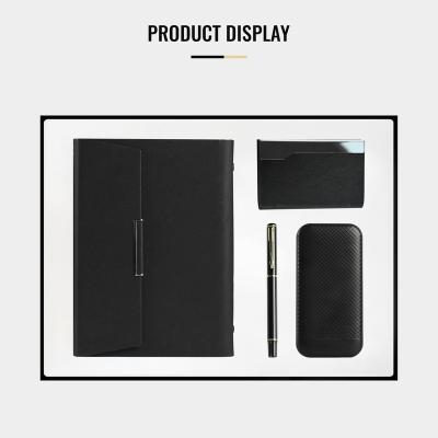 China Hotel and Resort Business Gift Sets Postcard Box&Metal Black Pen&Portable Power Source&Leather Notebook for sale