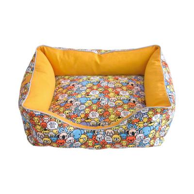 China Wholesale Soft Plush Round Thickened Top Quality Dog Pet Sofa Cat Bed Canvas/PP Luxury Calmness Ramp Cute Sofa Bed for sale