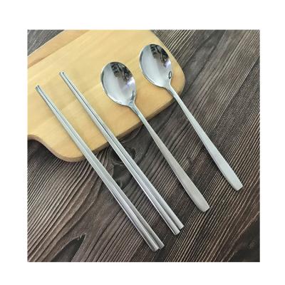 China Korean Rotisserie Stainless Steel Cutlery Set Long Knife and Fork Spoon Handle Scoop Handle Teaspoon and Chopsticks for sale