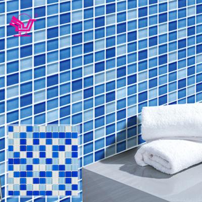 China Modern Decorative Kitchen Glass Backsplash Tiles Square 30x30cm Crystal Blue Mosaic Tile for sale