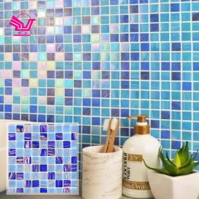 China Modern Backsplash Glass Non-slip Matte Mixed Colors Tile Mosaic Square Glass Mosaic For Kitchen for sale