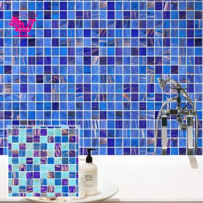 China Modern blue and purple hot melt mosaic tile bathroom kitchen backsplash mixed glass mosaic made from glass for sale