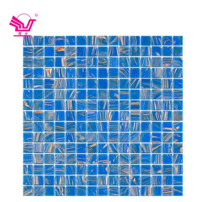 China Modern Custom Navy Blue Indoor Hot Melt Mosaic Wall Kitchen Kitchen Mosaic 20*20*4mm Glass Tile for sale