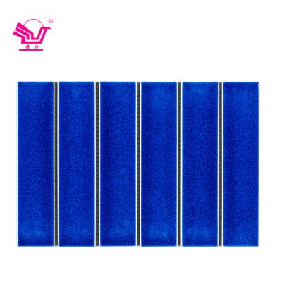 China Modern hot sale long strip mosaic wall tile porcelain ice split dark blue ceramic mosaic 291x198.5mm for sale