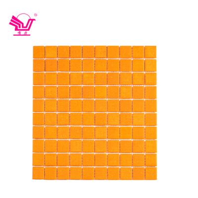 China modern interior bathroom glass mosaic for wall bathroom orange color glass mosaic for sale