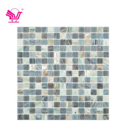 China Gray Glass Texture Small Tiles 20x20mm Modern Custom Square Mixed Room Shower Mosaic for sale