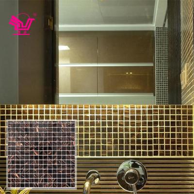 China Hot Melt Modern Dark Color Flooring Glass Mosaic Tiles Bathroom Stain-Resistant Mosaic 327*327*4mm for sale