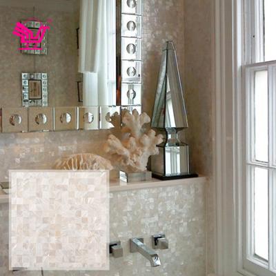 China Modern Pearly Cubic Design Shell Mosaic For Bathroom Backsplash White Shower Mosaic for sale