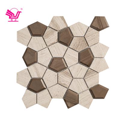 China Modern Bathroom Wall Interior Wall Stone Tiles Whites Grays Marble Crown Type Marble Mosaic for sale