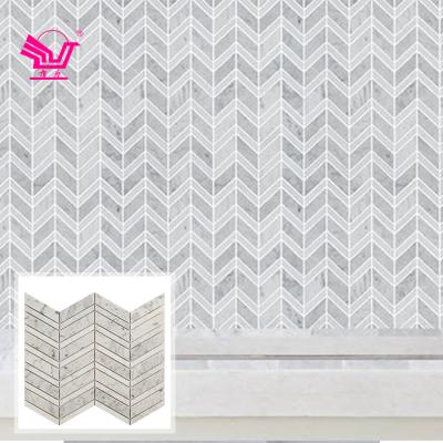 China Modern Carrara Decoration Marble Arrow Shape Honed White Home Mosaic Tiles for sale