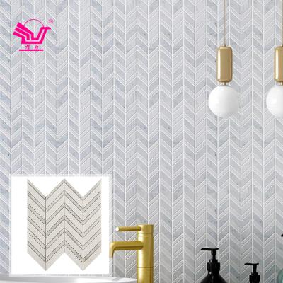 China Modern Bathroom Marble White Wall Look Waterproof Mosaic Tile Backsplash for sale