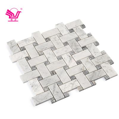 China White and gray marble mosaic tile mix stone non slip modern color mosaic tile for sale