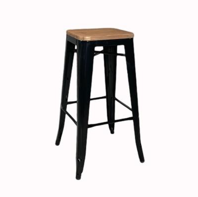 China Antique Metal Bar Chair Stools Wooden Top High Chair for Bar Table in Kitchen and Dining Room for sale