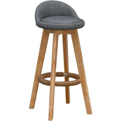 China Commercial Furniture Modern High Bar Stool with Solid Wood Frame and Fabric Seat for sale