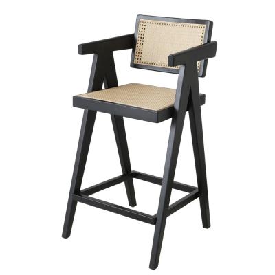 China Upgrade Your Home Bar with Bar Chair featuring Solid Wood Frame and Rattan Armrest for sale