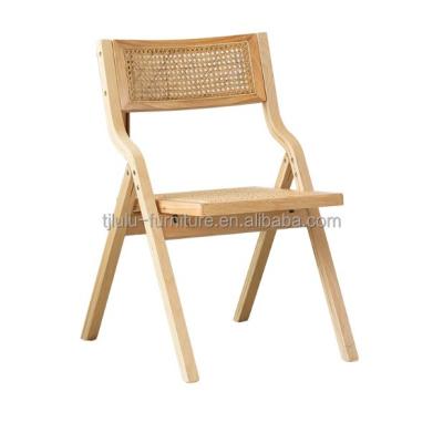 China Wooden Rattan Folding Living Room Dining Chairs Modern Design Style for Dining Room Funiture and Solid Wood Construction for sale