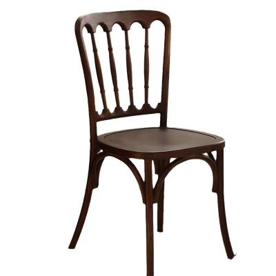 China Brown Wooden Stackable Dining Chair for Rattan Wedding Ceremonies for sale