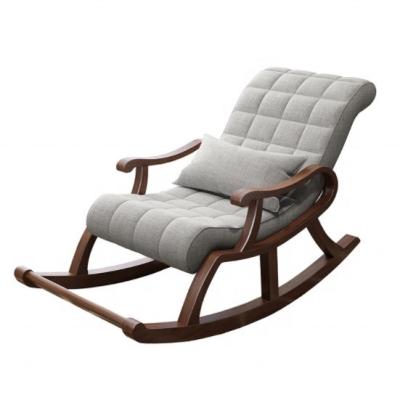 China Wooden Rocking Chairs Enhance Your Living Room with this Lazy Recliner Lounge Chair and its Comfortable Velvet Fabric for sale