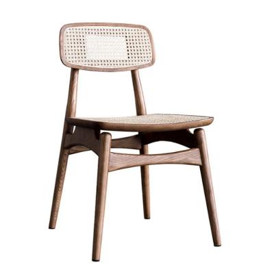 China Modern Design Solid Wood Armless Rattan Dining Chair for Indoor Home Furniture for sale