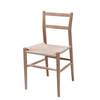 China Hotel Restaurant Banquet or Home Simple Backrest Chair with Hemp Rope Weaving and Wooden Legs for sale