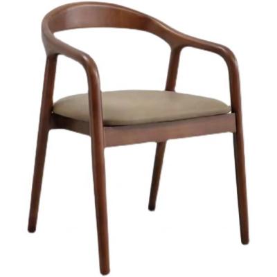 China Solid Wood Legs Dining Chair with Leather Cushion for Restaurant Cafe Hotel NO Folded in Antique Style for sale